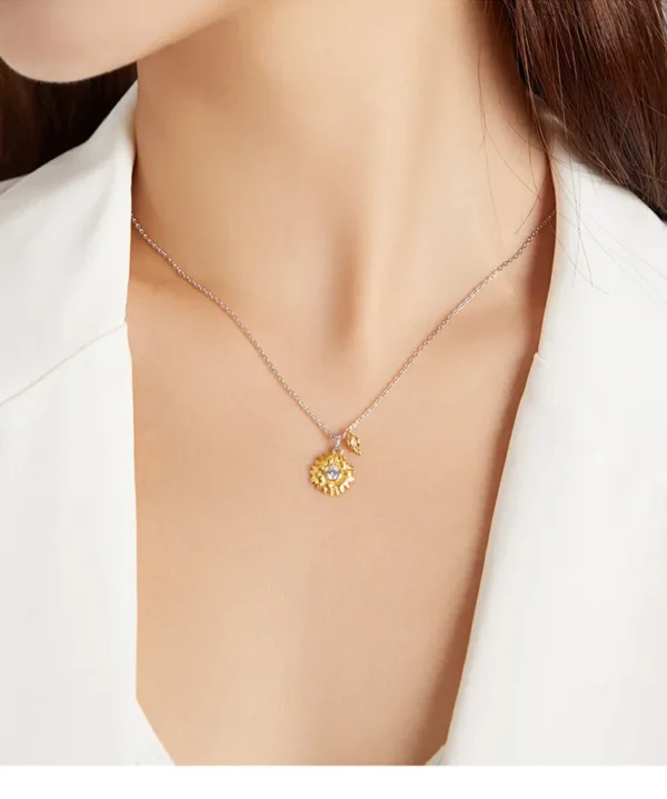 Silver Sunflower Necklace