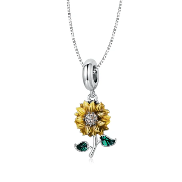 Silver Sunflower Pendant Necklace for Women