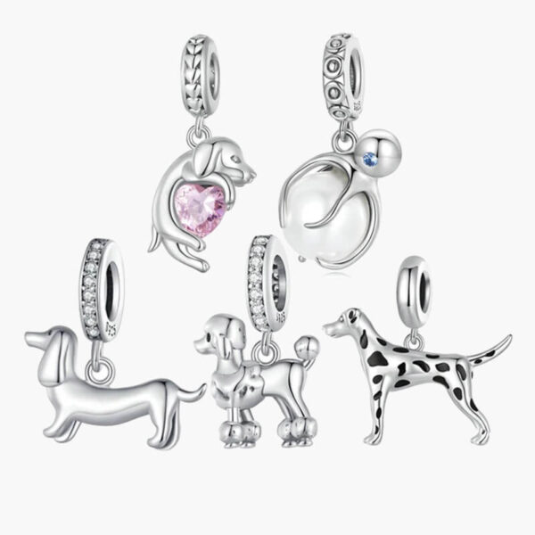 Silver Dog Charms