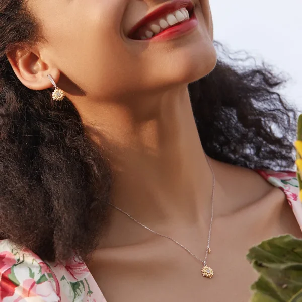 Silver Sunflower Necklace