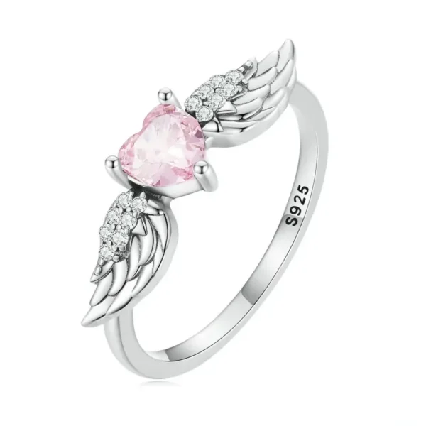 Angel Wing Heart Zircon Ring