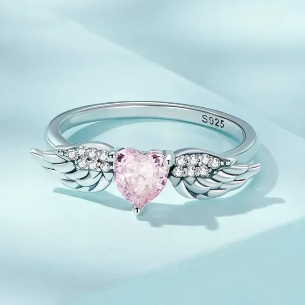 Angel Wing Heart Zircon Ring