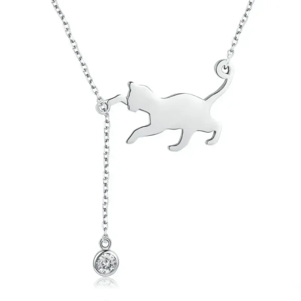 Charming Whiskers - Silver Cat Necklace