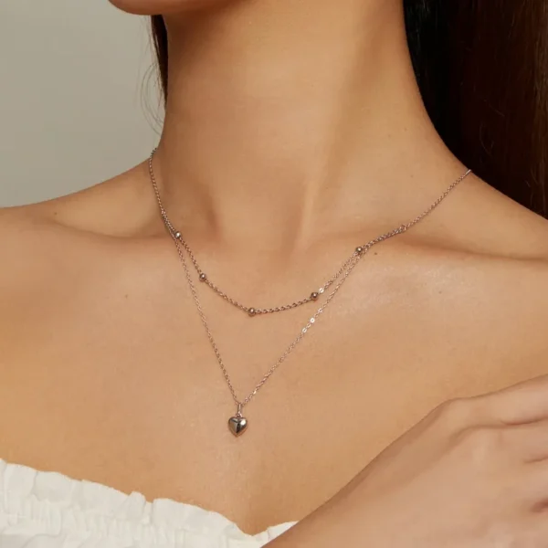 Elegant Affection - Double Layer Heart Pendant Necklace