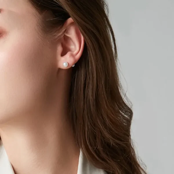 Elegant Pearl Accent Silver Stud Earrings