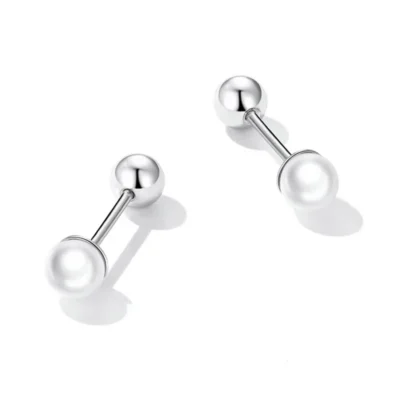 Elegant Pearl Accent Silver Stud Earrings