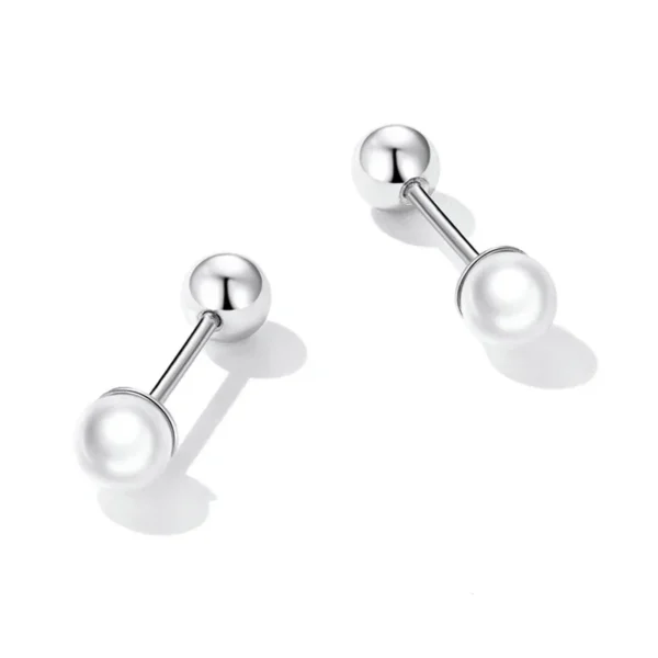 Elegant Pearl Accent Silver Stud Earrings
