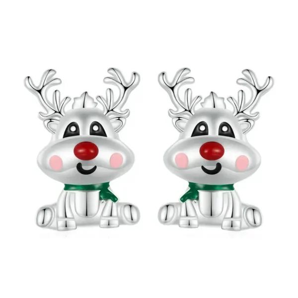 Festive Silver Reindeer Stud Earrings