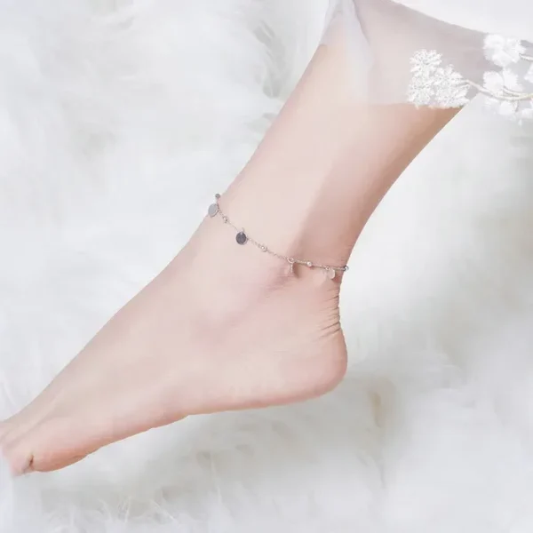 Geometric Elegance Silver Anklet