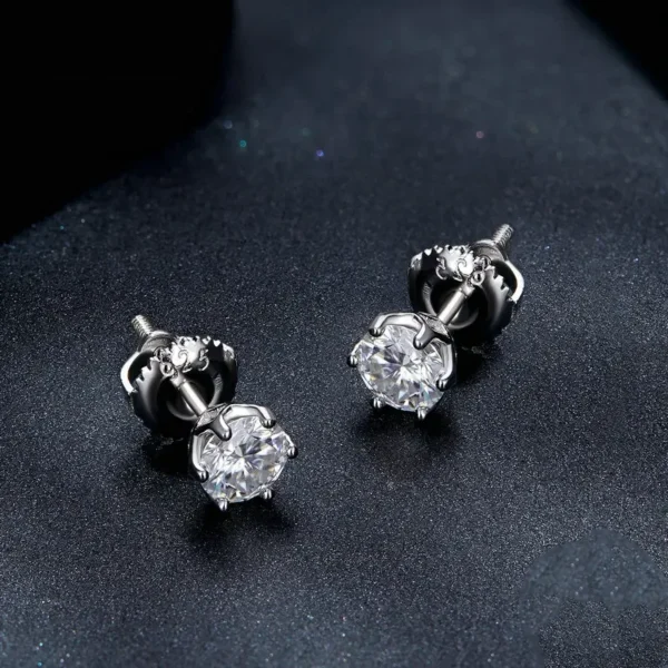 Gold-Plated Moissanite Diamond Stud Earrings