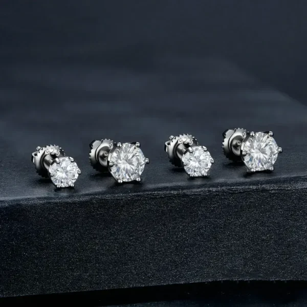 Gold-Plated Moissanite Diamond Stud Earrings