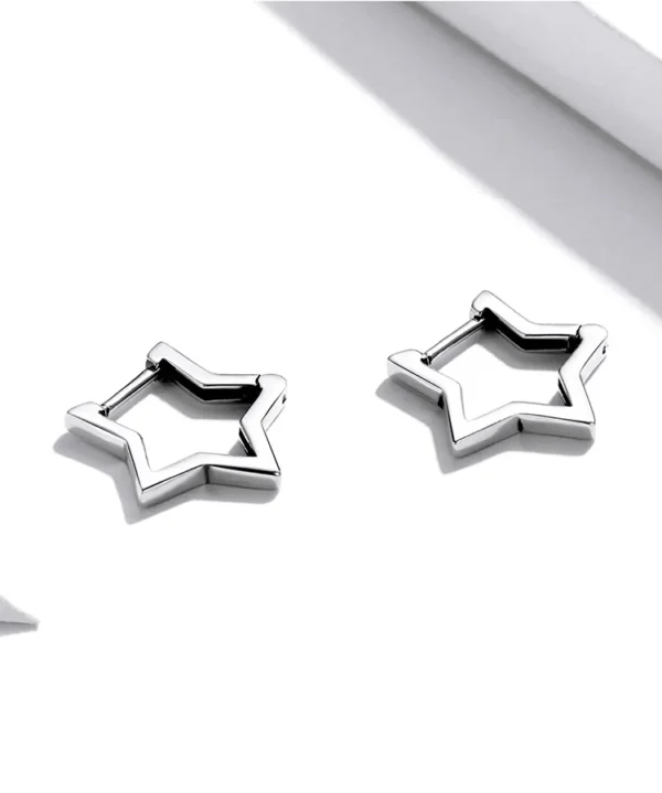 Silver Star-shaped Huggie Earrings