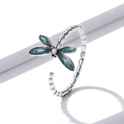 Vintage Dragonfly Silver Adjustable Ring