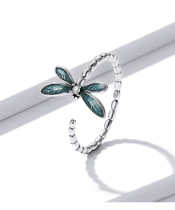 Vintage Dragonfly Silver Adjustable Ring