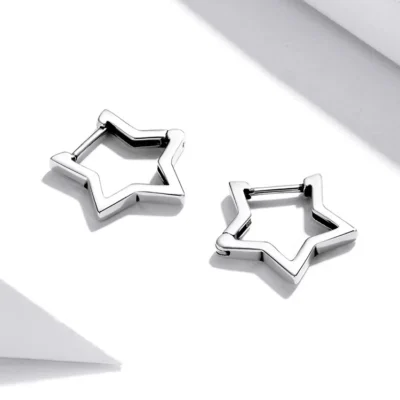Silver Star-shaped Huggie Earrings