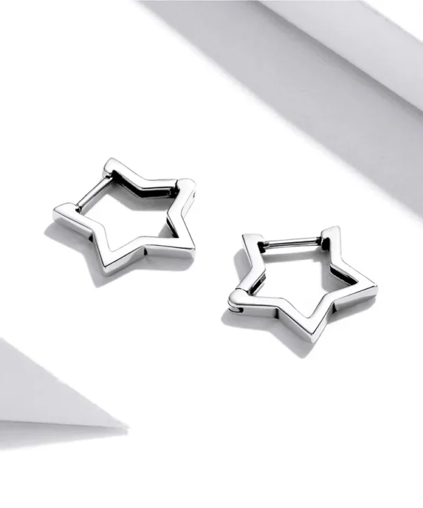 Silver Star-shaped Huggie Earrings