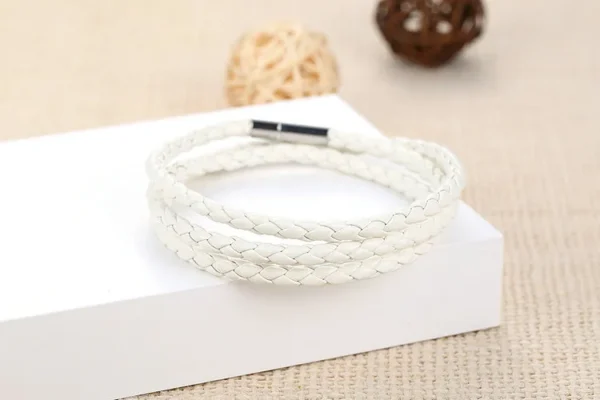 Trendy Unisex PU Leather Braided Wrap Bracelet with Magnetic Buckle