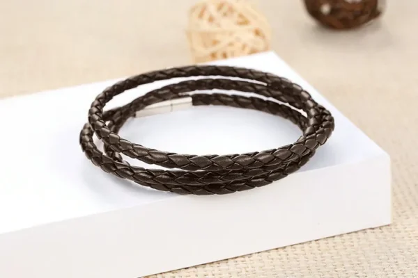 Trendy Unisex PU Leather Braided Wrap Bracelet with Magnetic Buckle