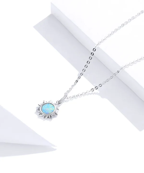 Solar Opulence - White Opal Sun Necklace