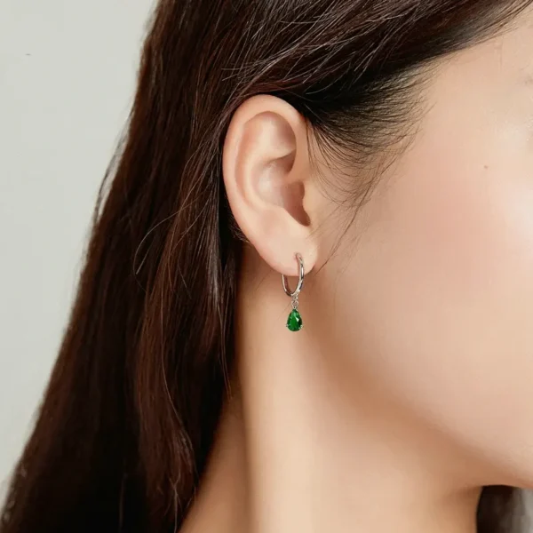 Lustrous Gemstone Teardrop Silver Earrings