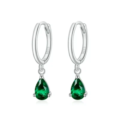 Lustrous Gemstone Teardrop Silver Earrings