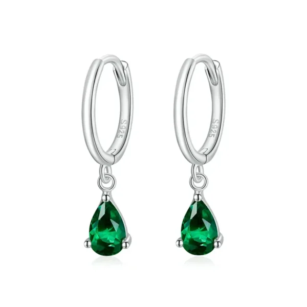 Lustrous Gemstone Teardrop Silver Earrings