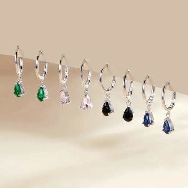 Lustrous Gemstone Teardrop Silver Earrings