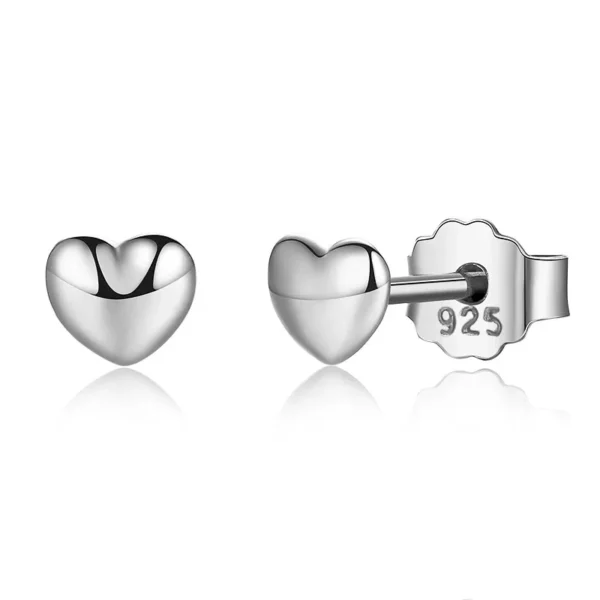 Minimalist Silver Heart Stud Earrings