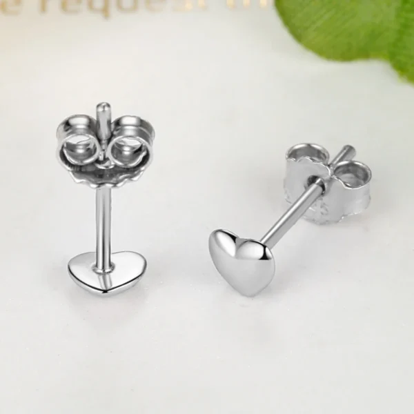 Minimalist Silver Heart Stud Earrings