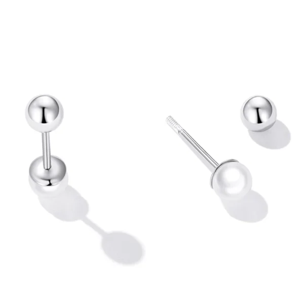 Elegant Pearl Accent Silver Stud Earrings