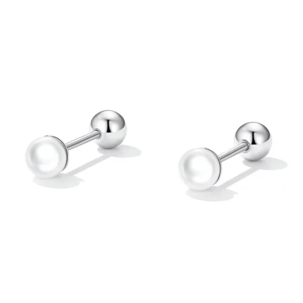 Elegant Pearl Accent Silver Stud Earrings