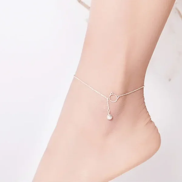 Silver Bell and Cat Anklet