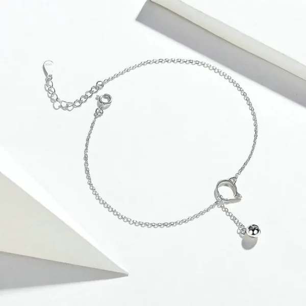 Silver Bell and Cat Anklet