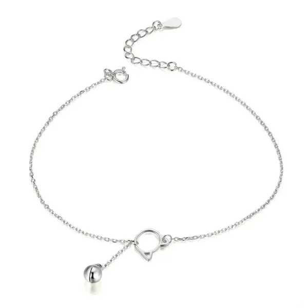 Silver Bell and Cat Anklet