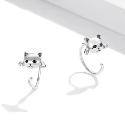 Silver Cute Cat Tail Earrings