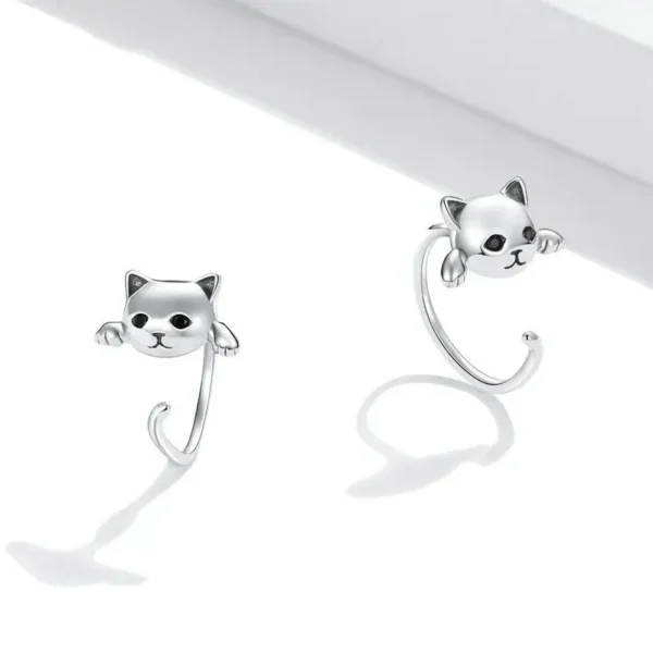 Silver Cute Cat Tail Earrings