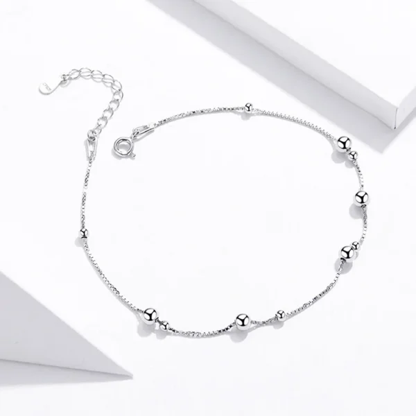 Sleek Sphere Silver Anklet