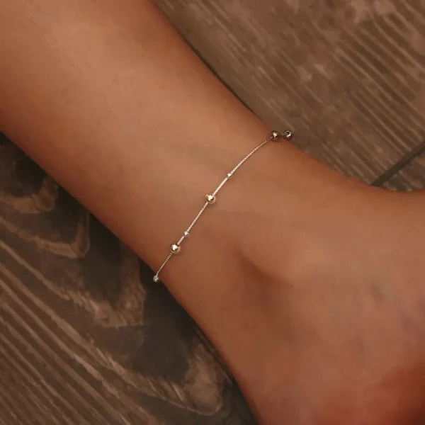 Sleek Sphere Silver Anklet