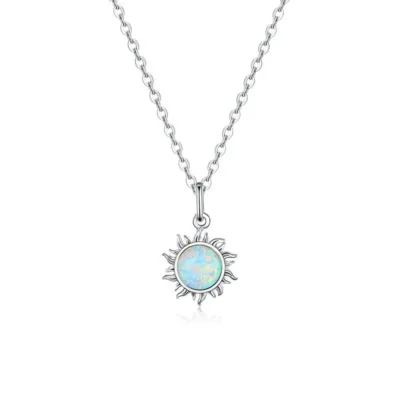 Solar Opulence - White Opal Sun Necklace