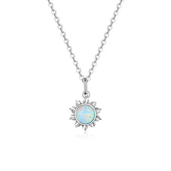 Solar Opulence - White Opal Sun Necklace