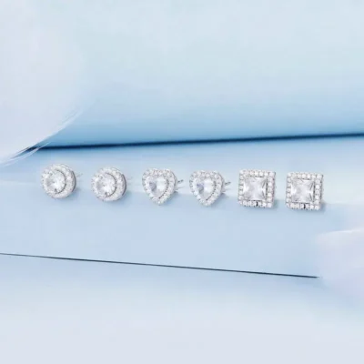 Sophisticated Halo Cubic Zirconia Sterling Silver Stud Earrings