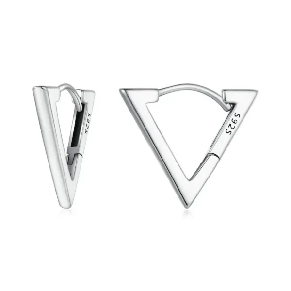 Triangle Silver Hoop Earrings