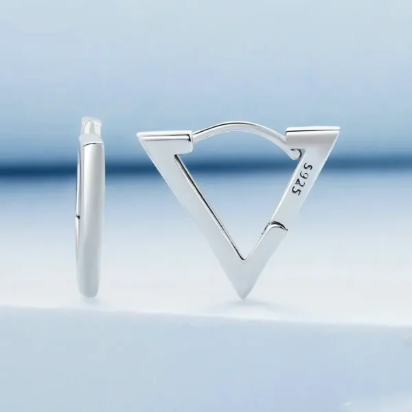 Triangle Silver Hoop Earrings