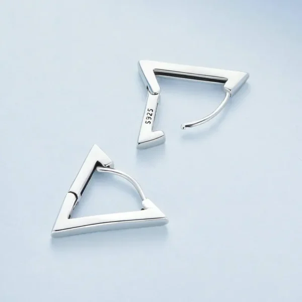 Triangle Silver Hoop Earrings