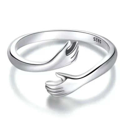 Home 16 Loving Hugs Adjustable Silver Ring